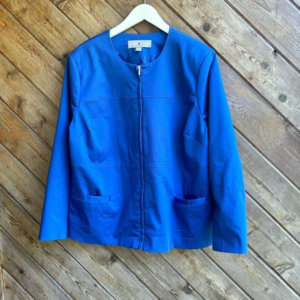 Avenue studio cobalt royal blue zip up jacket blazer size 20